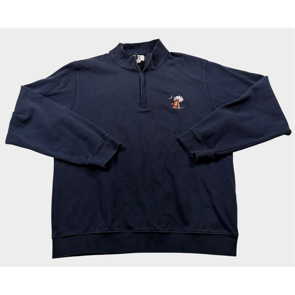 Clemson Mens Supima Cotton Quarter Zip Tiger Palmetto Cutter & Buck Pullover L